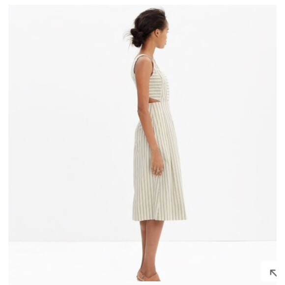 Madewell Cutout Striped Sundress Cream and Black Size 10 - Picture 3 of 15